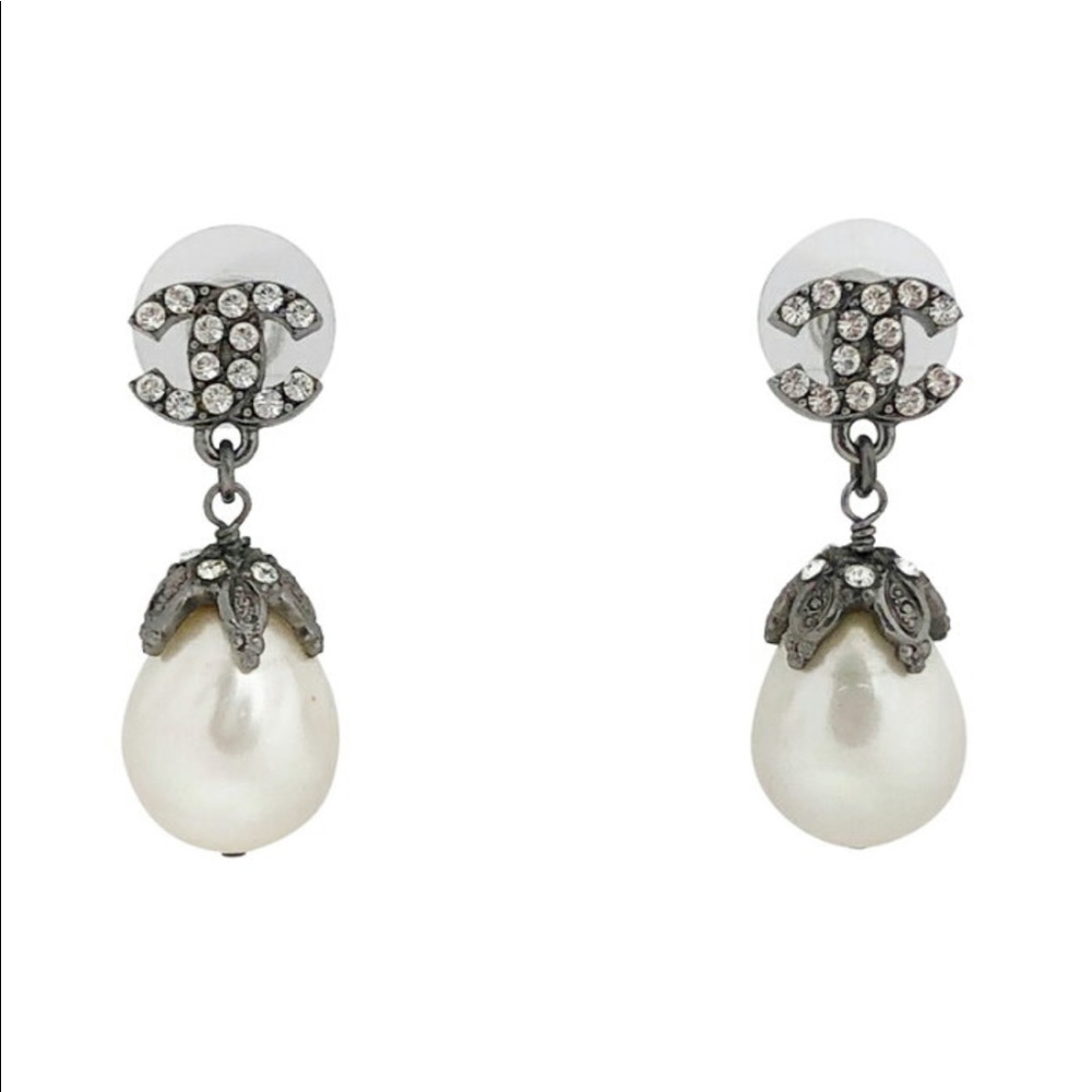 CHANEL Le Duc Gunmetal Rhinestone Large Pearls - Picture 3 of 8